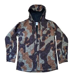 BRTN Burton Mens Camo Quilted Puff Hooded Jacket Coat Size S Snowboard Ski
